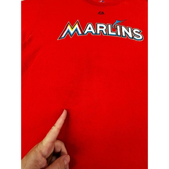 Vtg Majestic Miami Marlins T-Shirt LOMO #5 Orange Logo Mens L - Picture 6 of 10